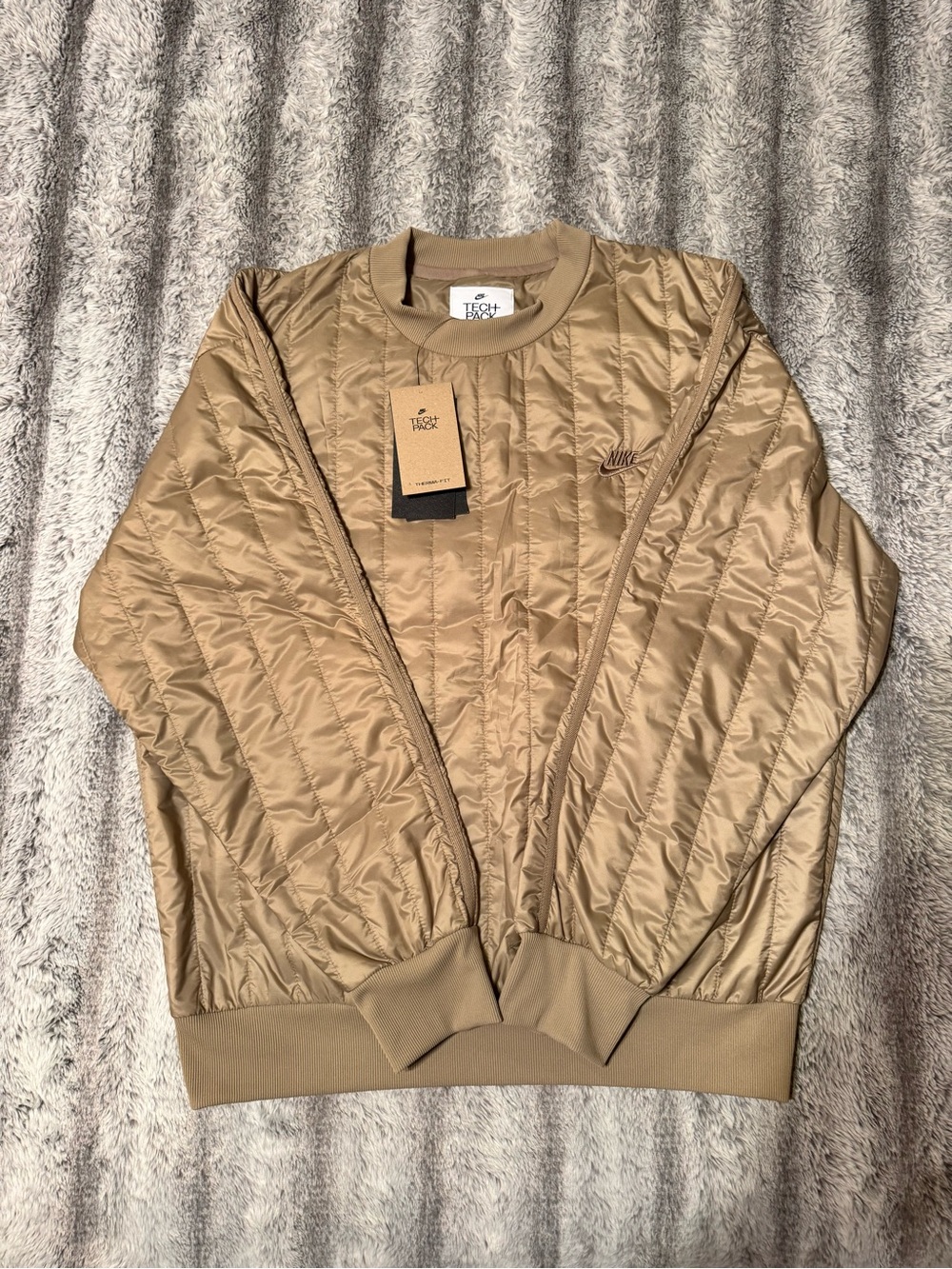 Nike Men’s Quilted Crewneck Sweater Jacket - Khaki